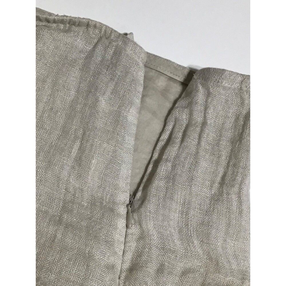 Eileen Fisher Linen Skirt Womens Med Beige Milkmaid Fairy Grunge Y2K Fringed Hem - Picture 10 of 16